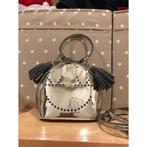 BEAKER X Rosa.K mirrored metallic Silver Pookey Irene hand strap mini bag